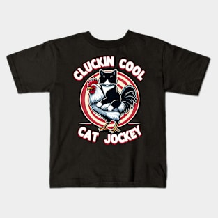 Tuxedo Cat On A Chicken Kids T-Shirt